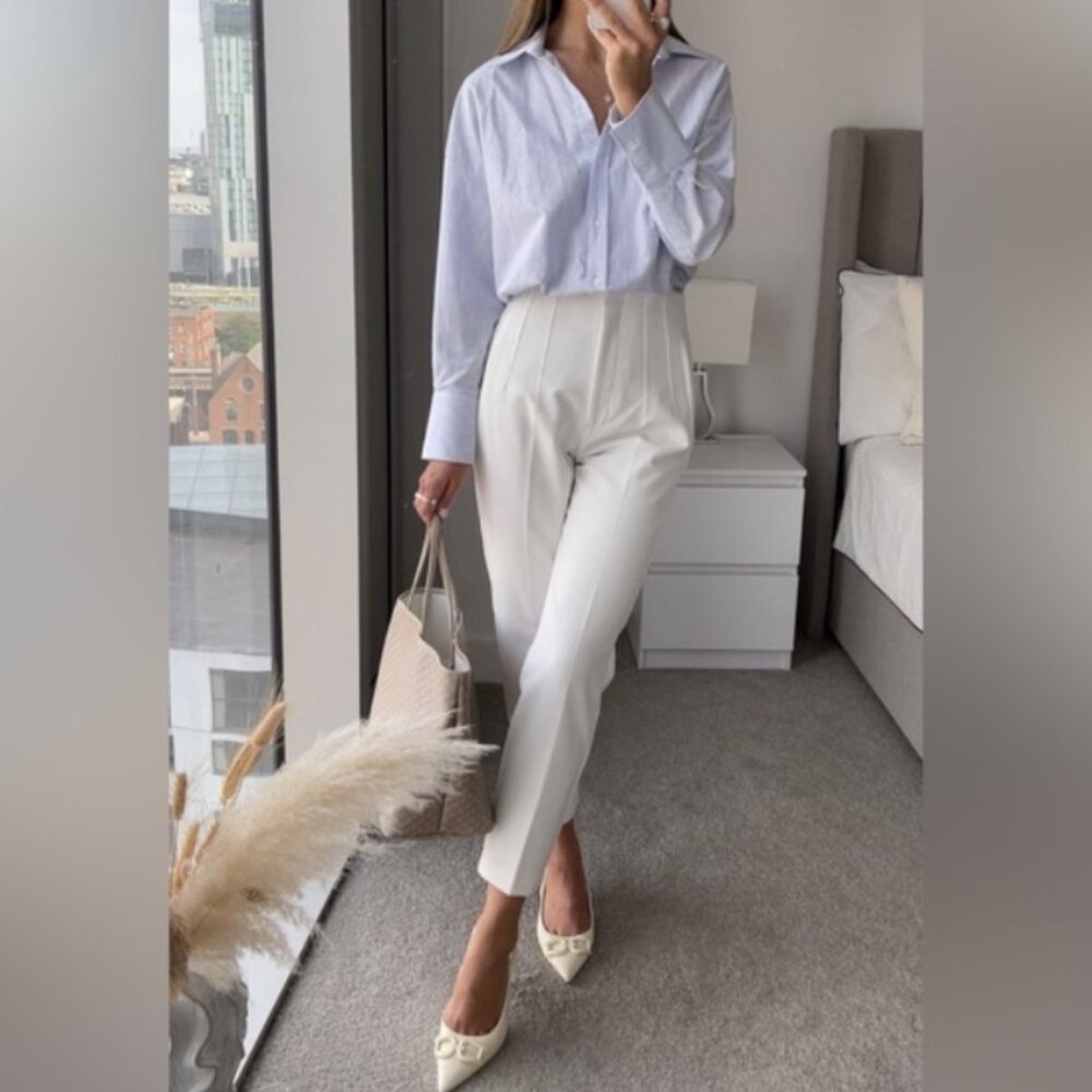 ZARA WHITE HIGH-WAISTED PANTS